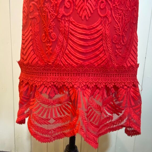 NWT Forever 21 Contemporary Red Lace Strapless Dress Size Large - Picture 4 of 6